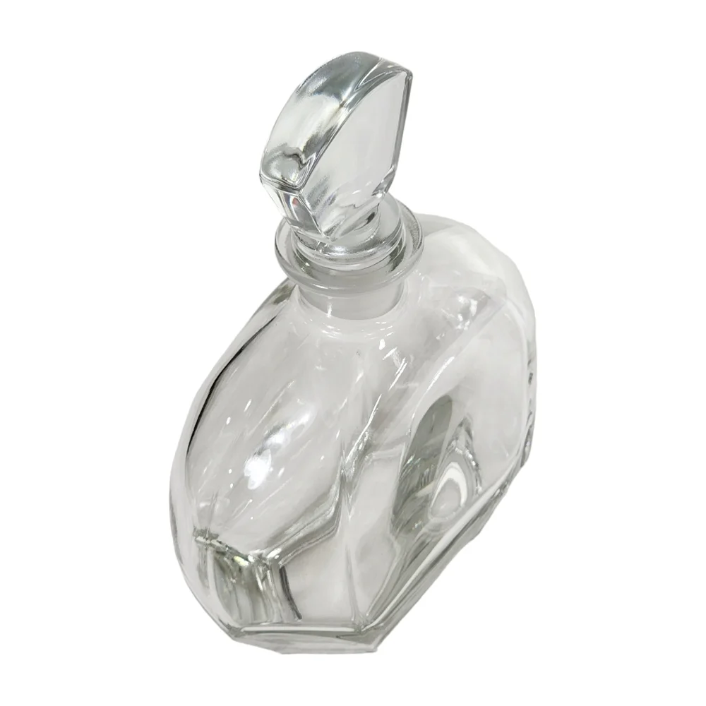 Vintage Italian Fine Clear Glass Bottle Carafe‎ Decanter With Stopper